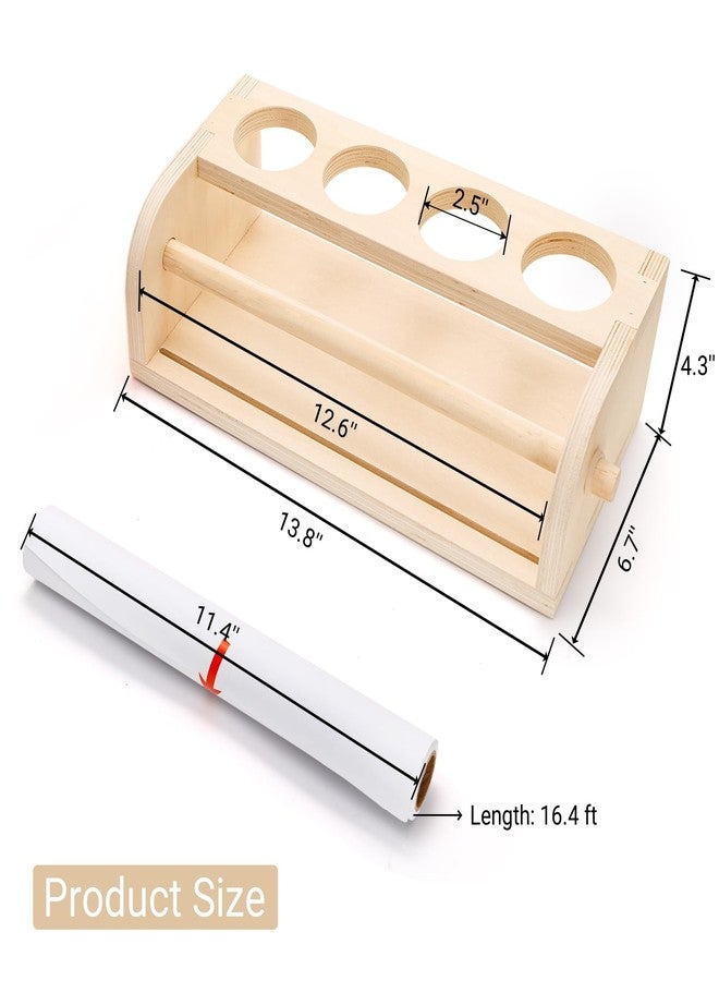Nagpew Wood Tabletop Paper Roll Dispenser, Drawing Paper Roll Holder with Pencil Cups, 11.4'' x 32.8ft White Bond Paper, Desktop Easel for Drawing, Writing, Doodle, Craft - Image 2